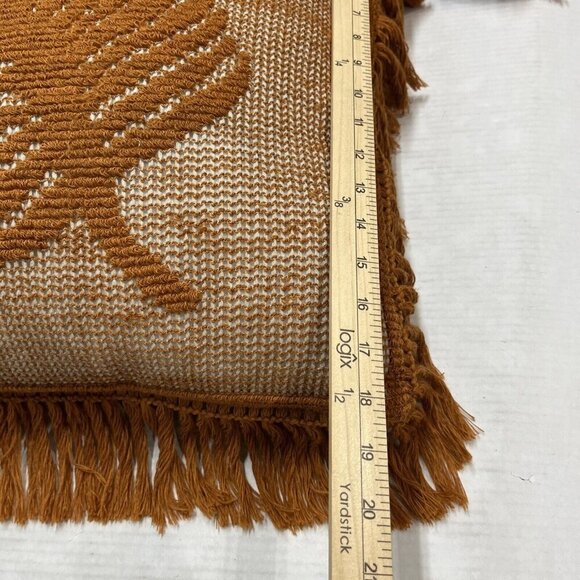 Botanical Embroidered Square Throw Tassel Elav Pillow 18" Boho Beach Cottage 2PK - Picture 8 of 10